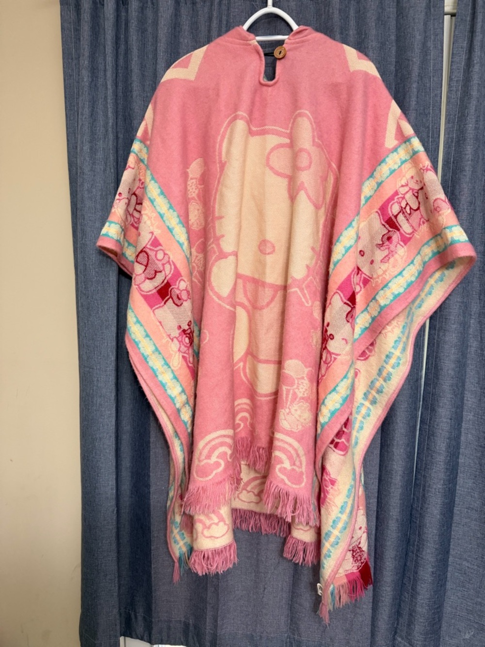 Native Import Pink Hello Kitty Poncho Cape with Fringe OS (small flaw)